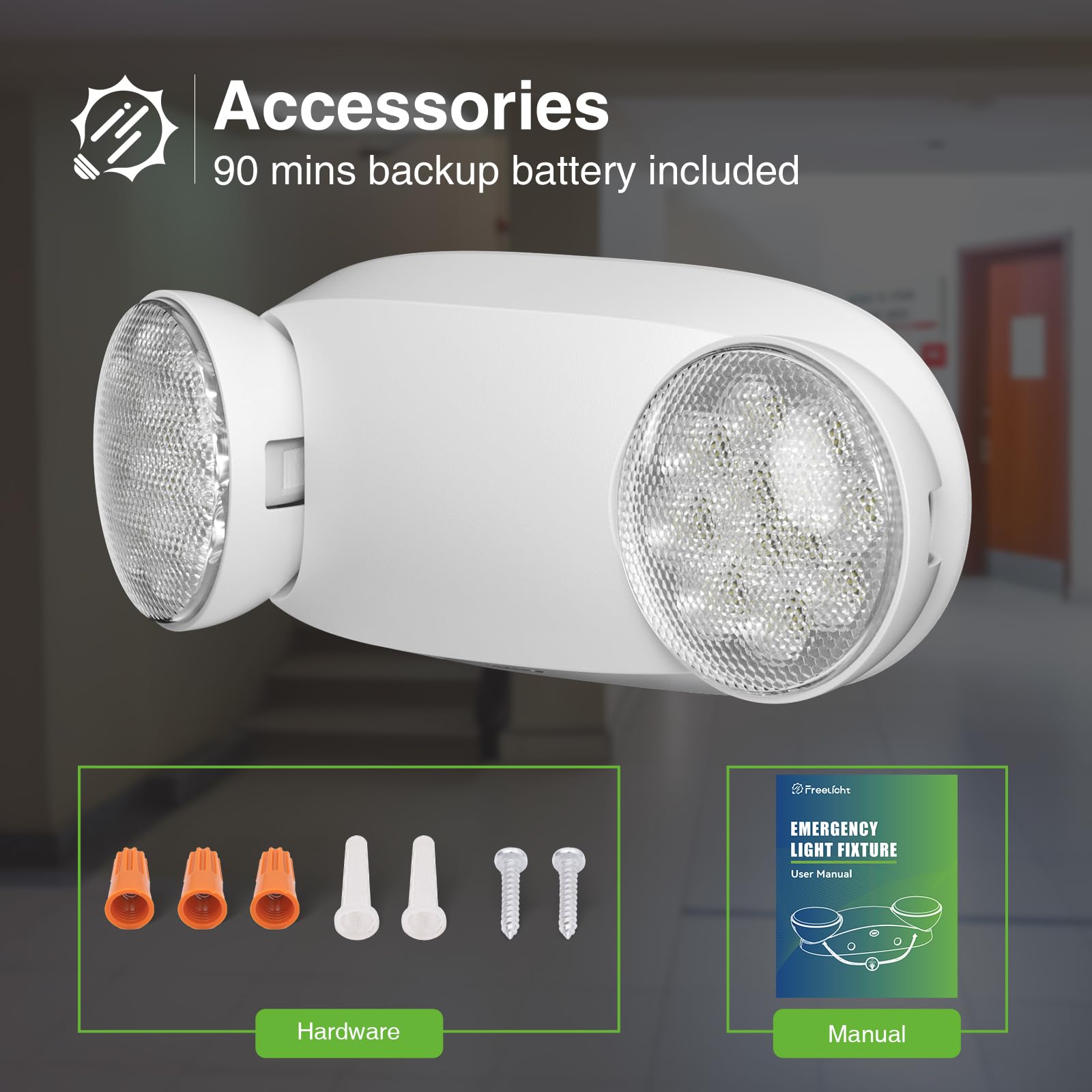 FREELICHT 120/277V hard-wired emergency lighting for buildings.