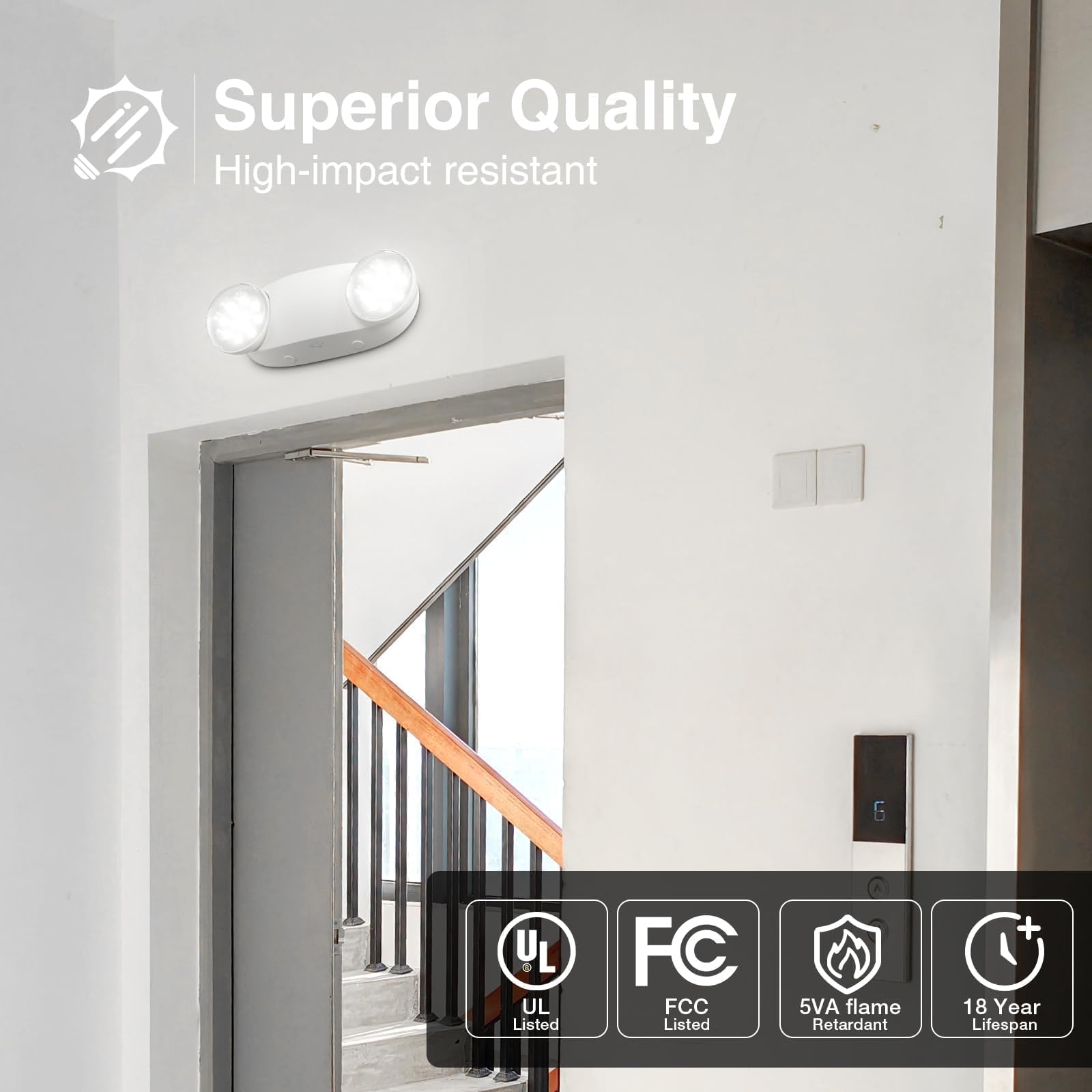 FREELICHT emergency light two-heads adjustable for versatile coverage.