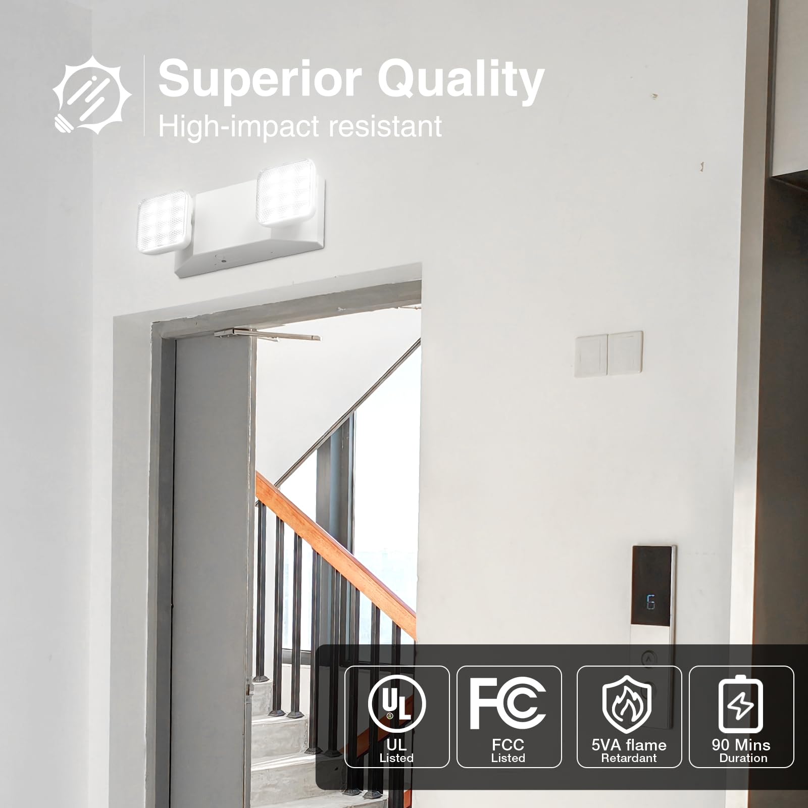 FREELICHT two-head adjustable emergency light, flexible coverage for hallways