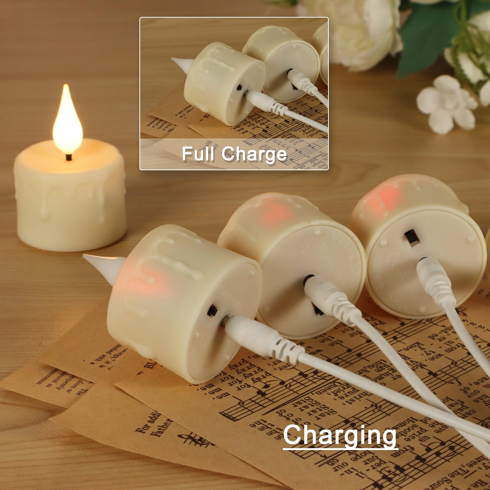 FreePower LED tealight with a realistic 3D wick for cozy décor.