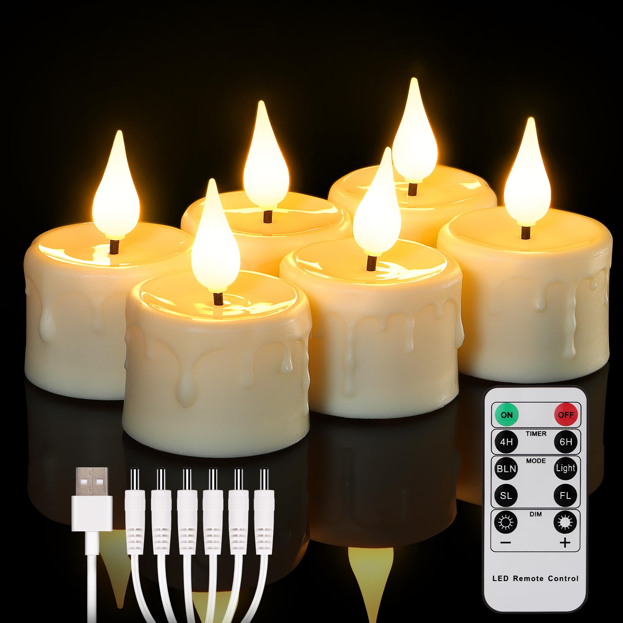 FreePower rechargeable tea light with remote for safe, flameless ambiance.