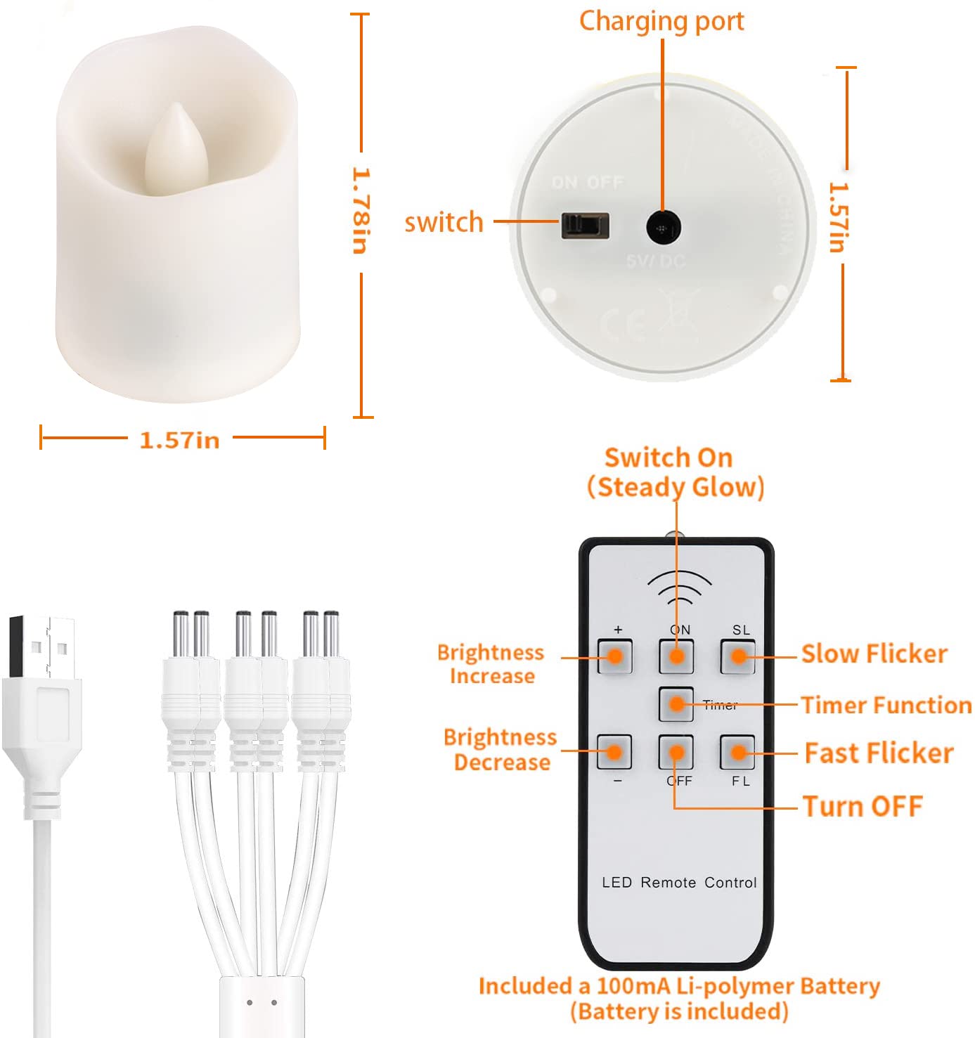 FreePower remote control tealight simplifies on/off and flicker adjustments.