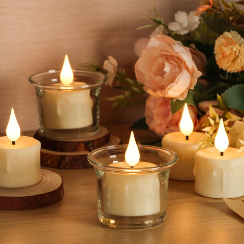 FreePower tea light with flicker wick design for realistic candle ambience.