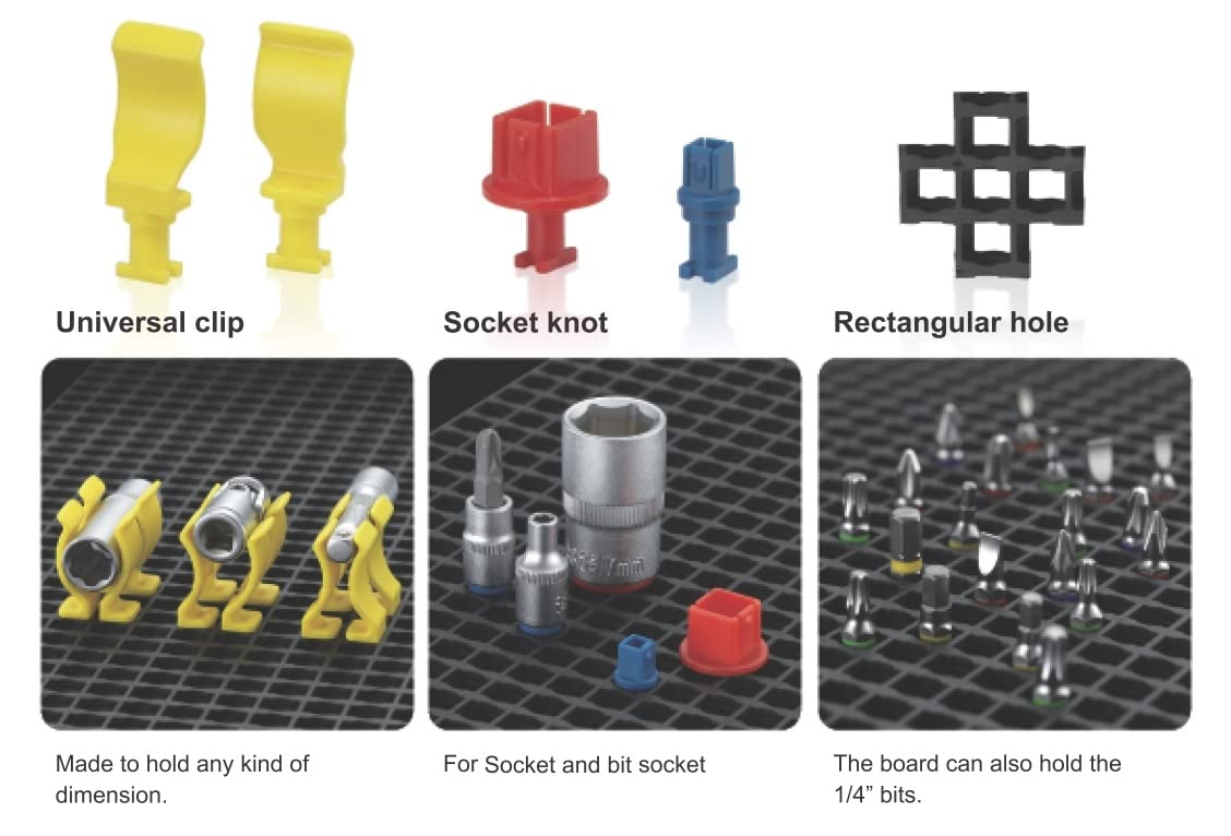 FREE ZONE drawer organizer keeps a busy workbench tidy and efficient.
