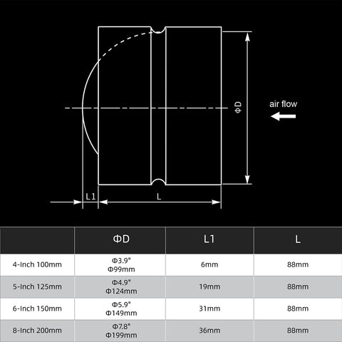 Fresh Speed 8in damper galvanized steel casing for long-lasting use