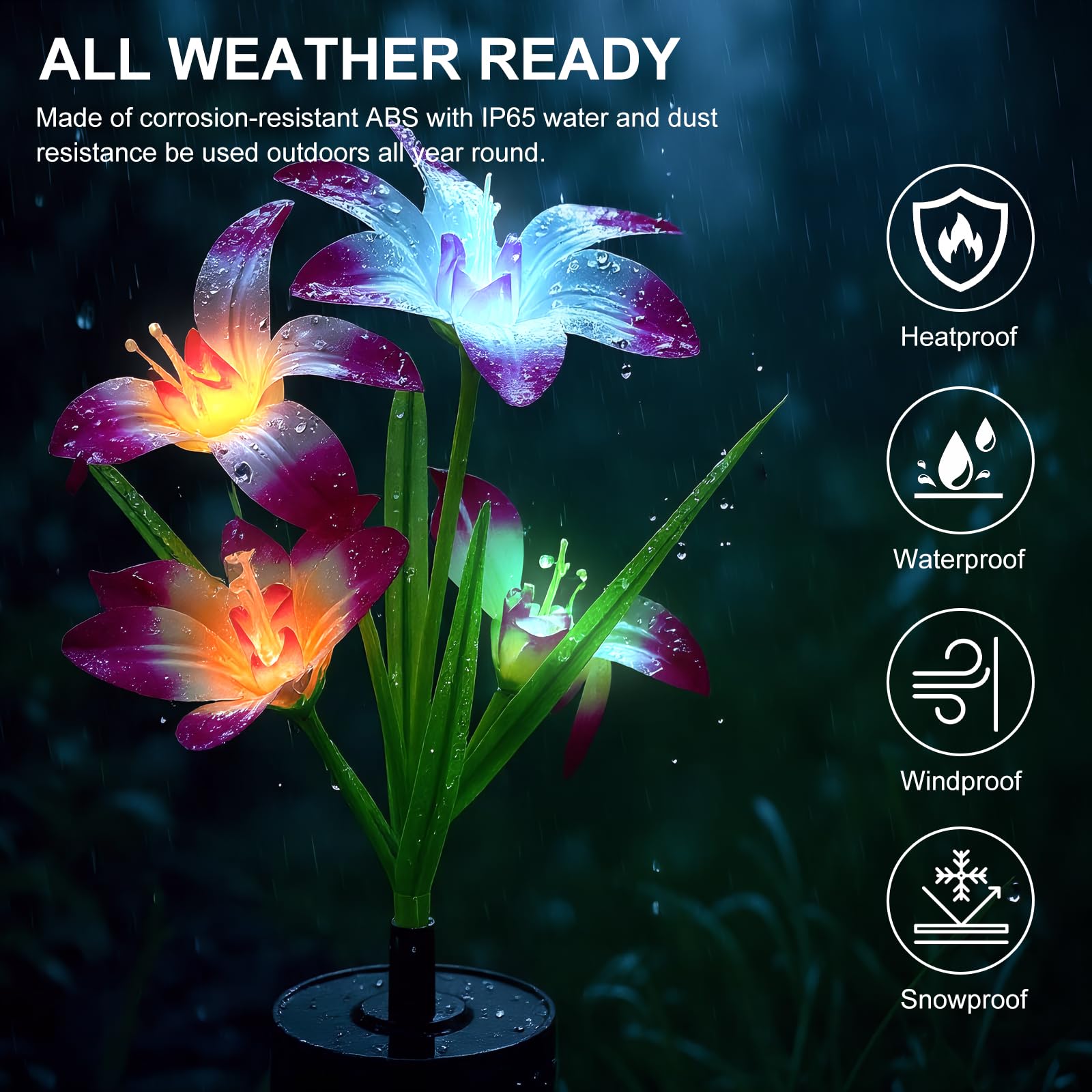 Freshaction two-pack solar flower lights for versatile indoor and outdoor decorating.