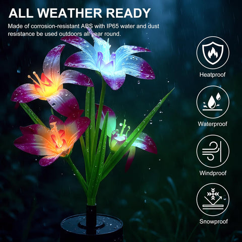 Freshaction two-pack solar flower lights for versatile indoor and outdoor decorating.