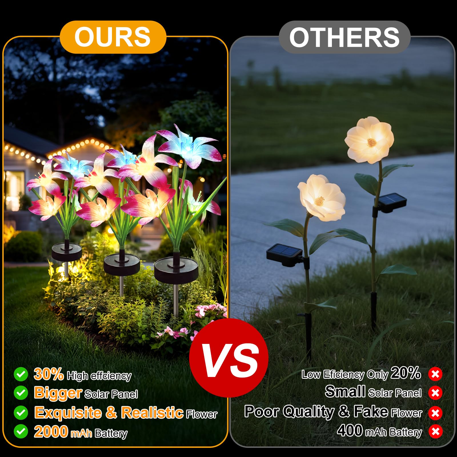 Freshaction seven-color changing LEDs create dynamic garden mood lighting.