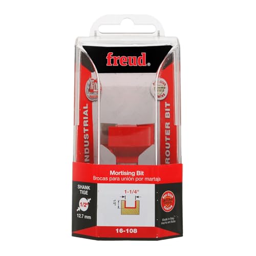 Freud 16-108 mortising bit shown with dual cutters for precise joinery.