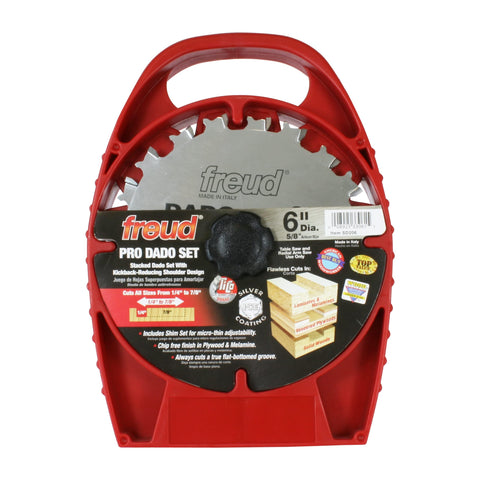 Freud 6-inch Pro Dado Set blades for clean, precise grooves.