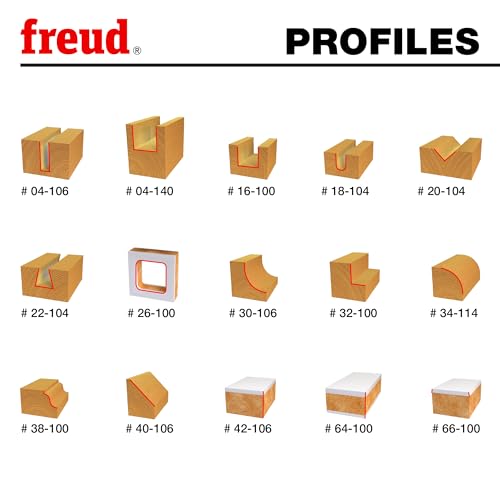 Freud 90-100 carbide tipped bits with 1/4 inch shank deliver sharp cuts.