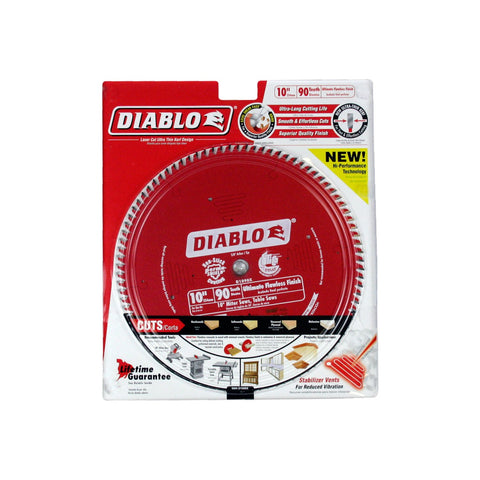 Freud D1090X ultra fine 10in saw blade close-up for clean wood cuts