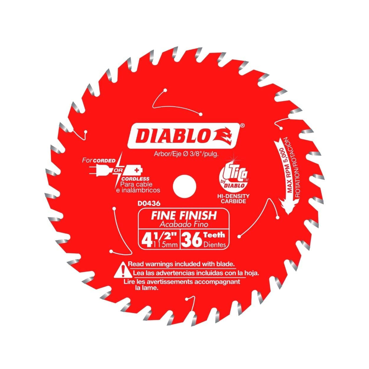 Freud Diablo D0436X 36-tooth finish blade with 20mm arbor for clean wood cuts