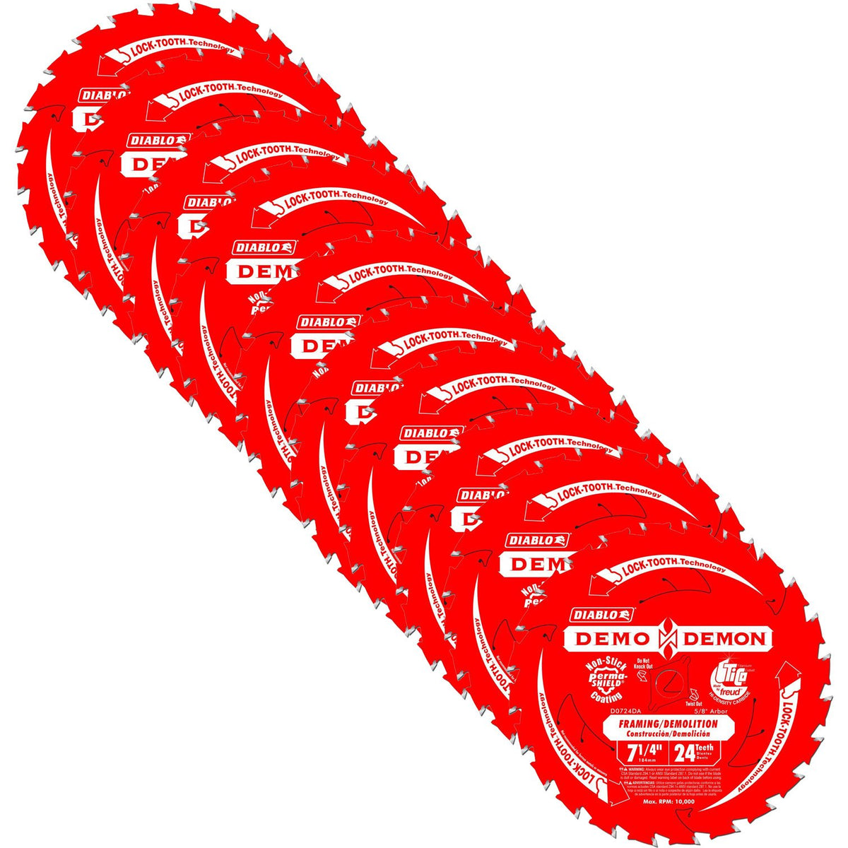 Freud Diablo Demo Demon 7-1-4 inch blade pack ready for framing and demolition tasks.