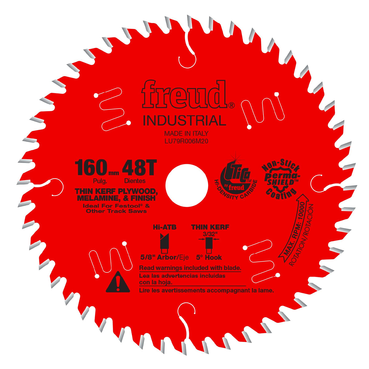 Freud LU79R006M20 blade close up of teeth for clean veneer plywood cuts