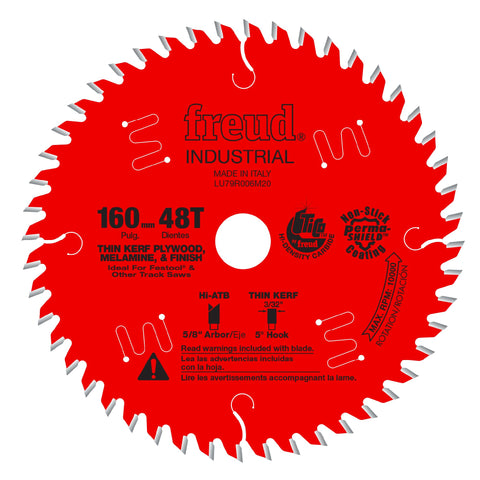 Freud LU79R006M20 blade close up of teeth for clean veneer plywood cuts