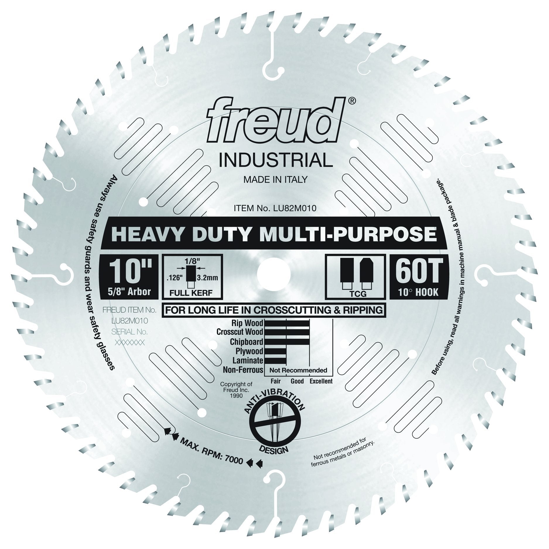 Freud LU82M010 10-inch blade for fast crosscuts and rips with TiCo carbide
