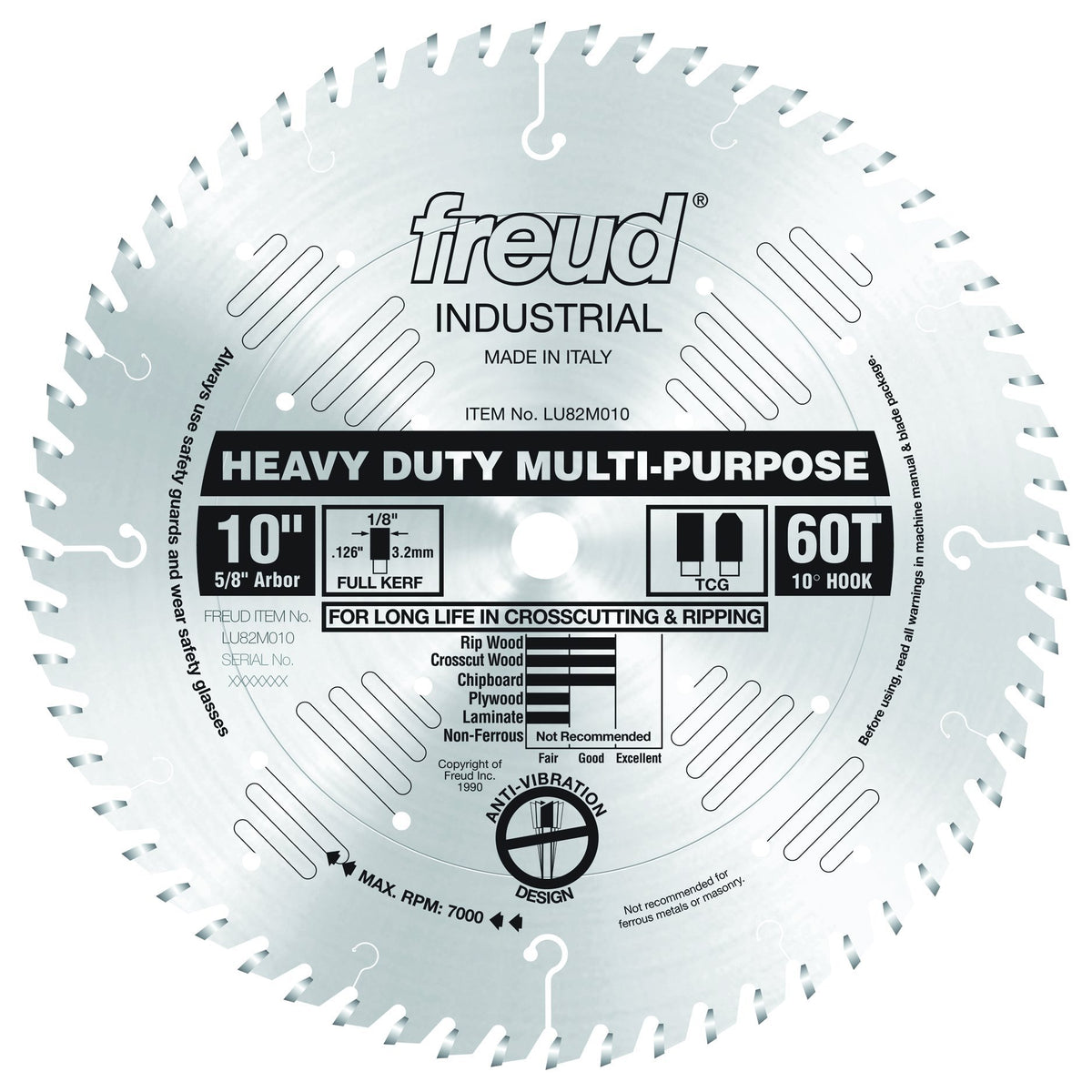 Freud LU82M010 10-inch blade for fast crosscuts and rips with TiCo carbide
