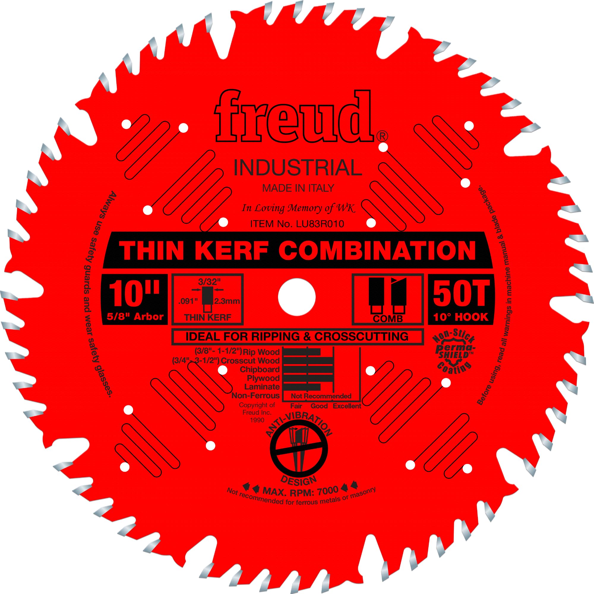 Freud LU83R010 blade front view for precise, low-drag cutting.