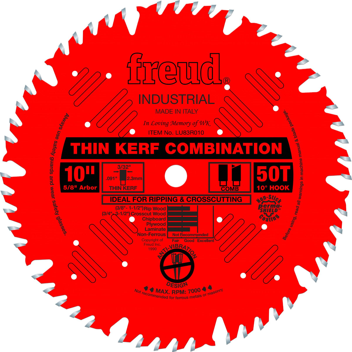 Freud LU83R010 blade front view for precise, low-drag cutting.