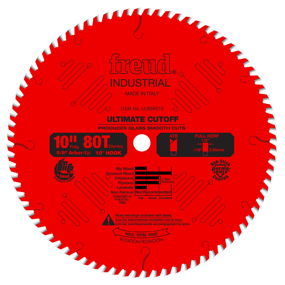 Freud LU85R010 10-inch carbide blade for clean crosscuts in framing projects.