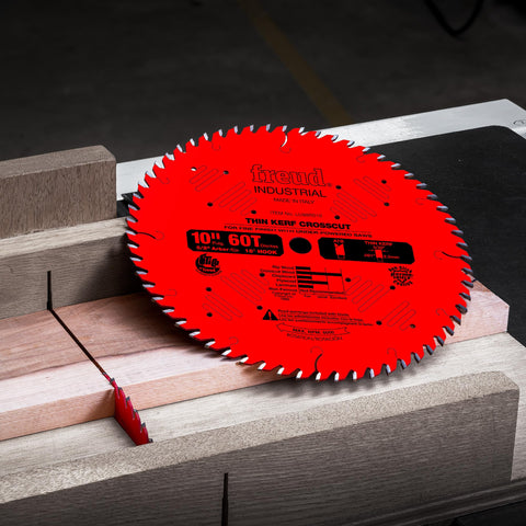Freud LU88R012 blade showing thin kerf design for easier feeding