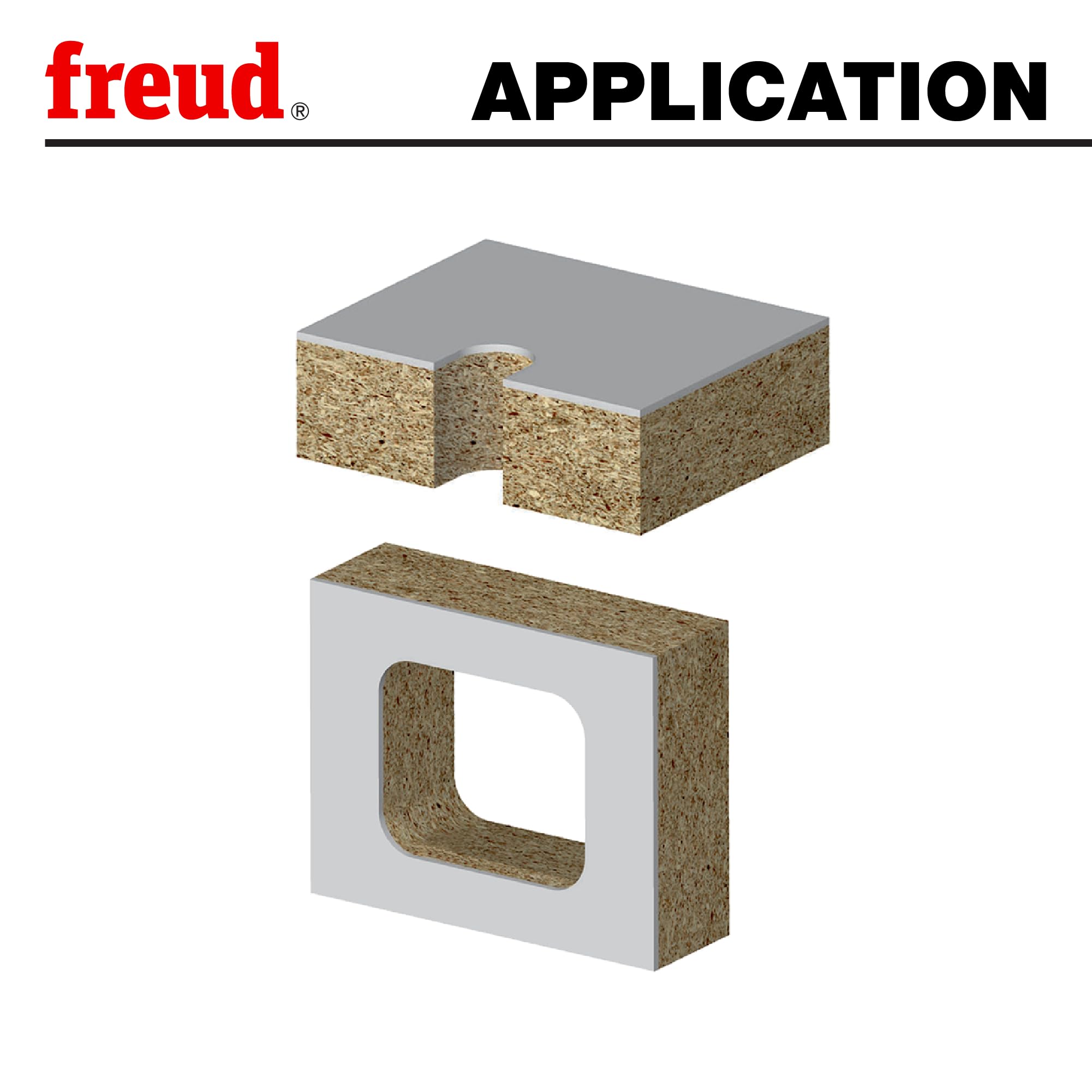 Freud Panel Pilot Bit kickback-reducing design aids smooth routing.