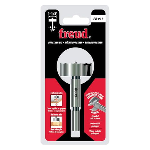 Freud PB-011 Forstner bit with hardened-steel body for longer life.