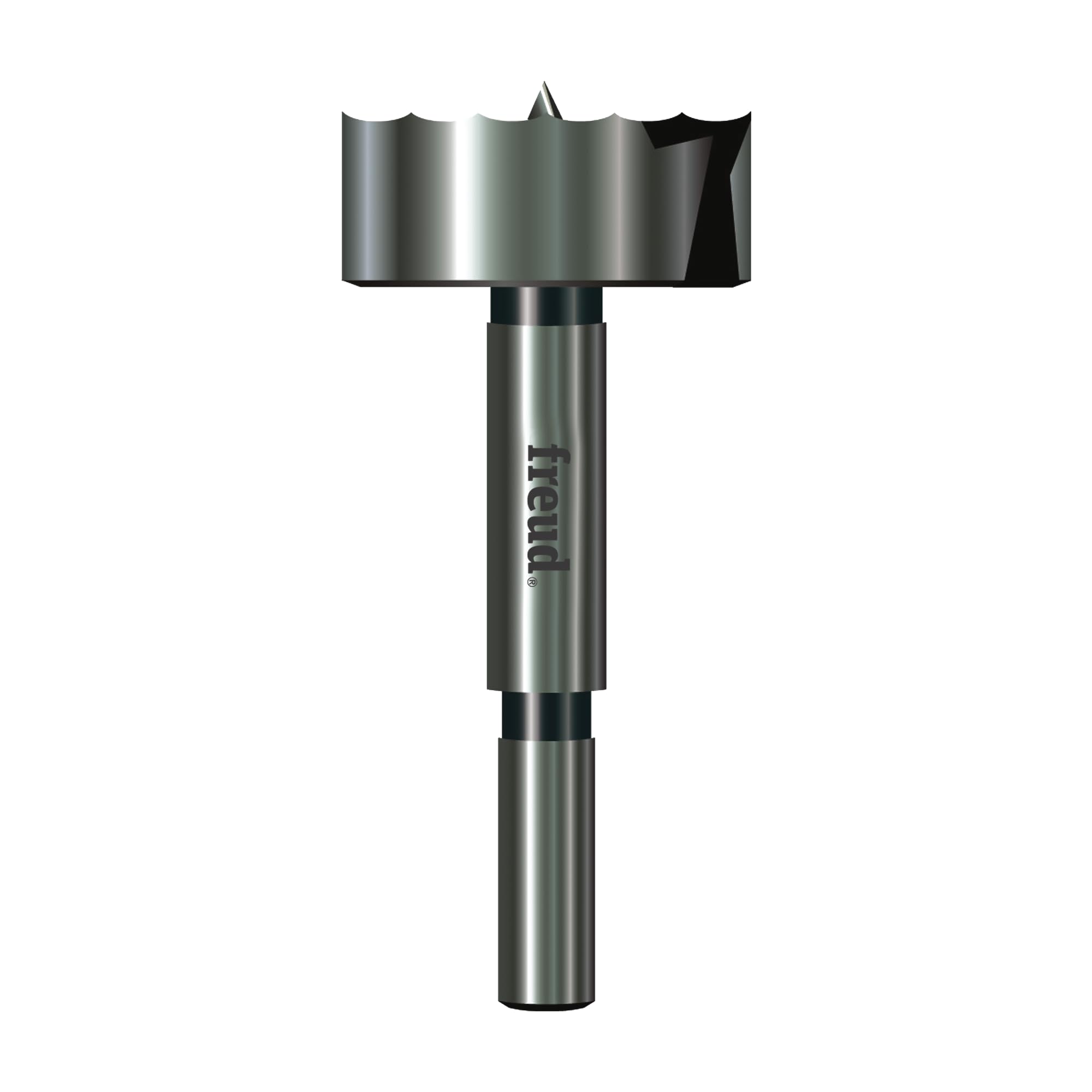 Freud PB-011 one-and-a-half-inch Forstner bit with serrated edge for clean, flat-bottom holes.