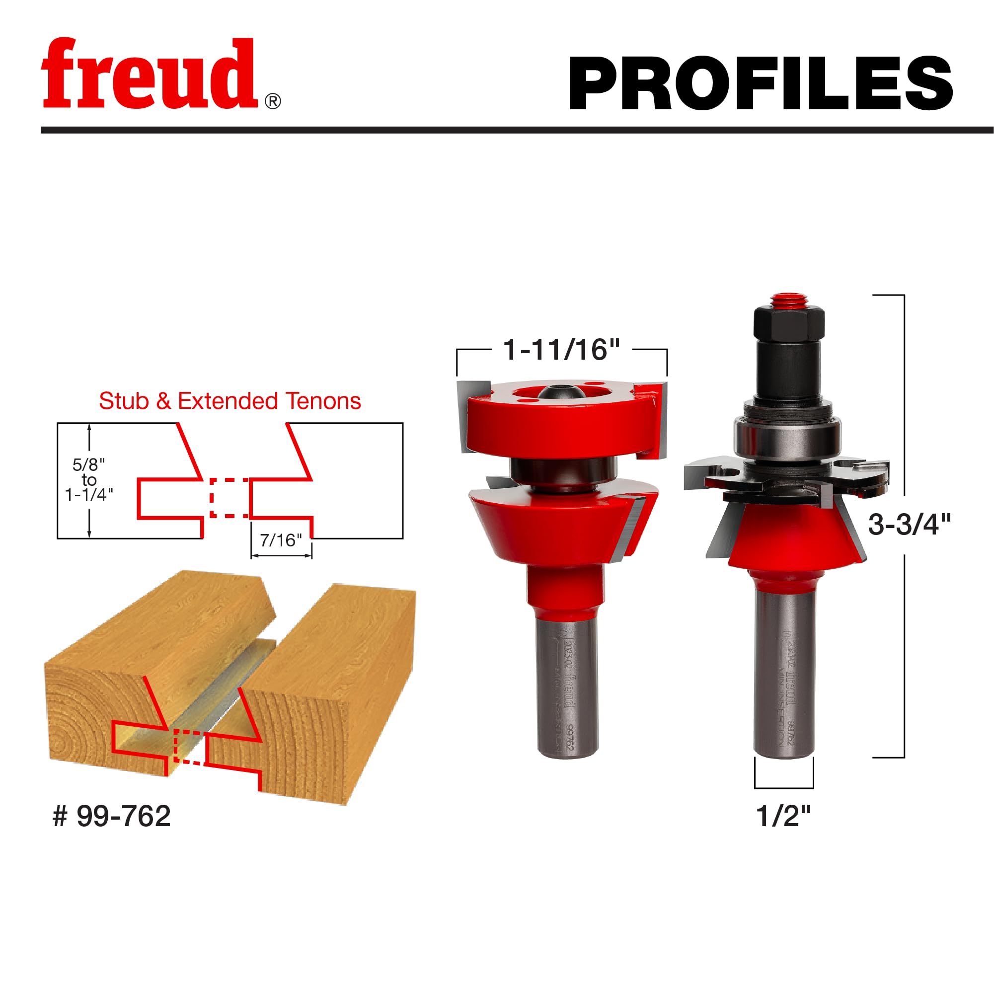 Freud Premier rail-stile bit with a 1/2-inch shank for stable routing.
