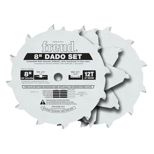 Freud Pro Dado Set components showing three chippers for groove options.