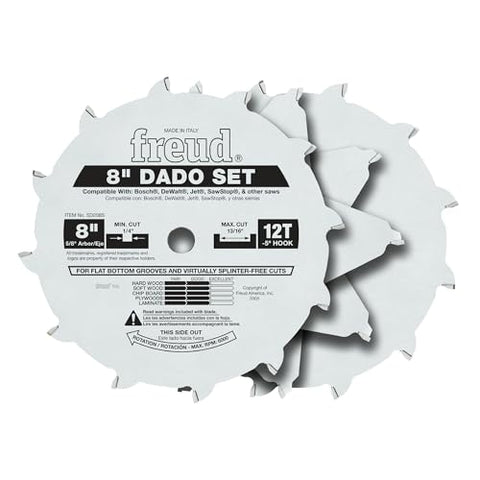 Freud Pro Dado Set components showing three chippers for groove options.
