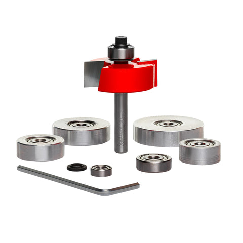 Freud rabbeting bit set bearing-1-4-shank for precise rabbet depths in joinery