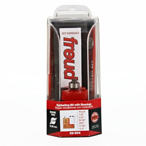 Freud rabbeting bit set depth-bearings enable quick, repeatable rabbet profiles