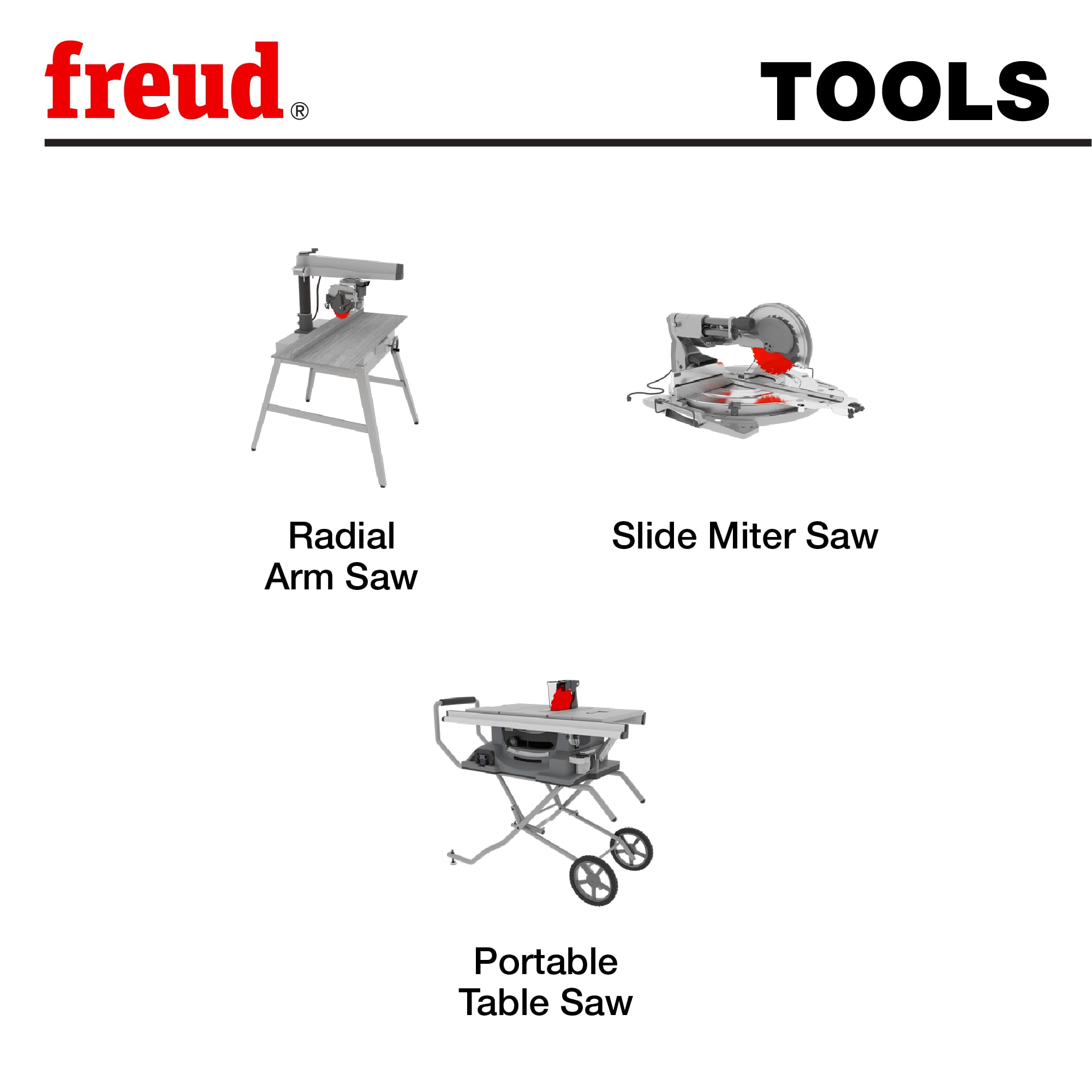 Freud TiCo carbide blend teeth ensure durable crosscuts on woods.