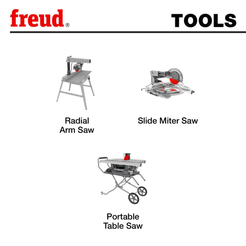 Freud TiCo carbide blend teeth ensure durable crosscuts on woods.