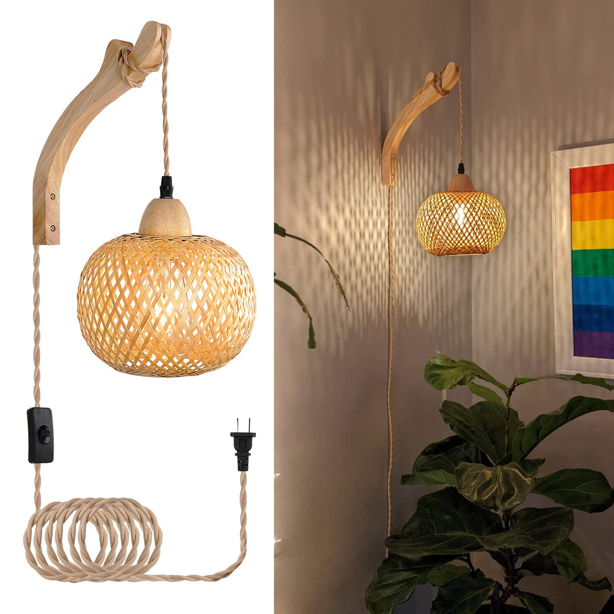 FRIDEKO HOME bamboo-lantern shade closeup for warm ambience