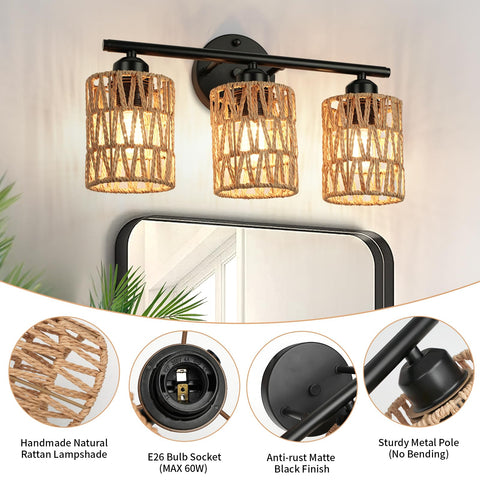 FRIDEKO HOME bathroom vanity sconce above mirror for modern boho style