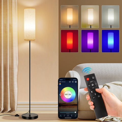 FRIDEKO HOME floor lamp color-changing ambient lighting enhances mood and room ambience.