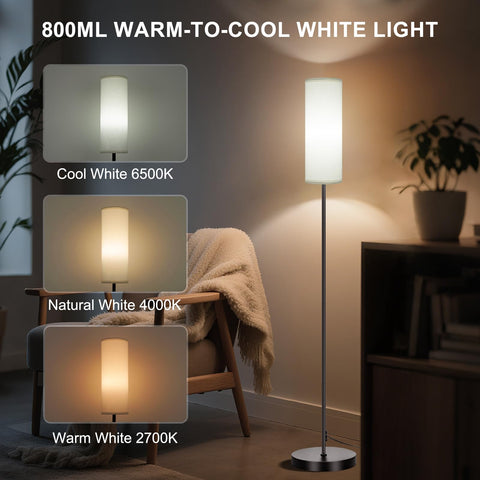 FRIDEKO HOME floor lamp with stepless dimming at 800 lumens for precise mood lighting.