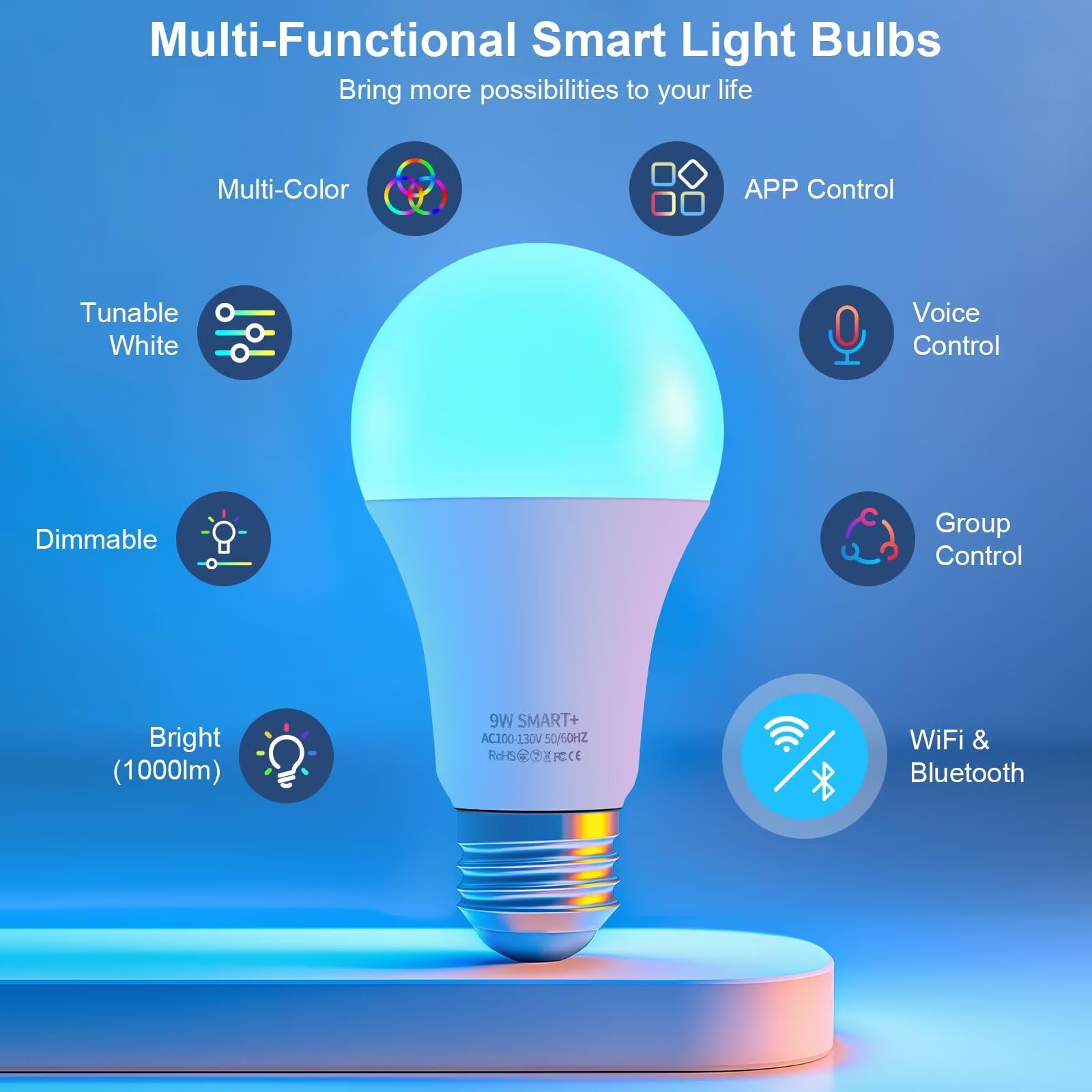 FRIDEKO HOME LED smart light bulbs WiFi and Bluetooth dual control for remote lighting