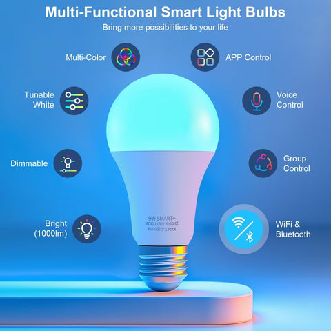 FRIDEKO HOME LED smart light bulbs WiFi and Bluetooth dual control for remote lighting