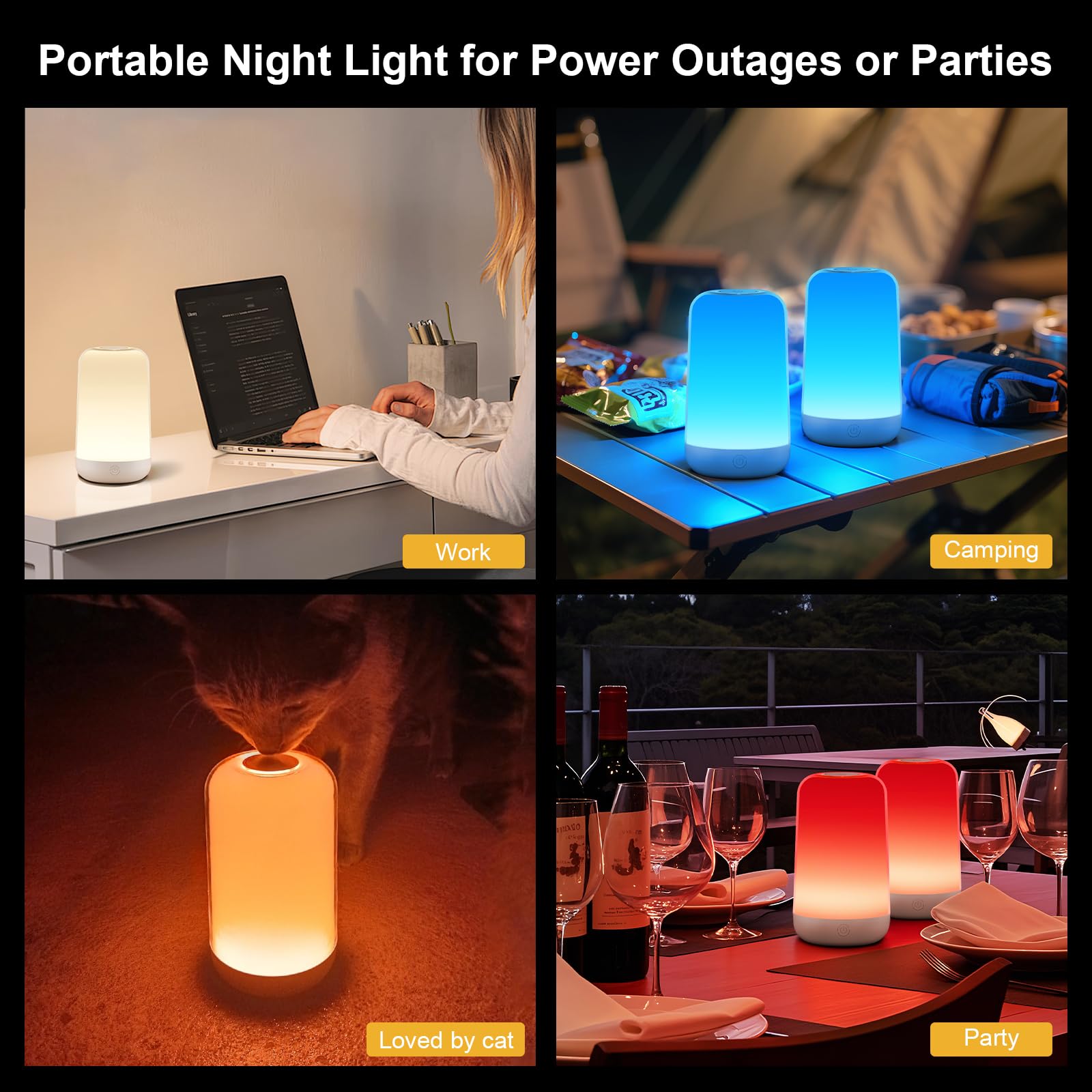 FRIDEKO HOME RGB Touch Bedside Lamp long battery life for portable lighting