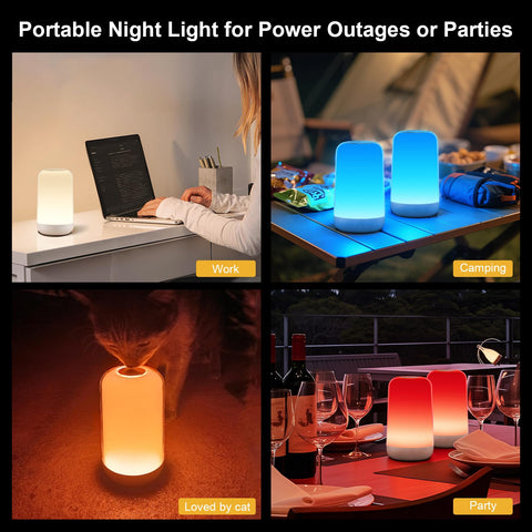 FRIDEKO HOME RGB Touch Bedside Lamp long battery life for portable lighting