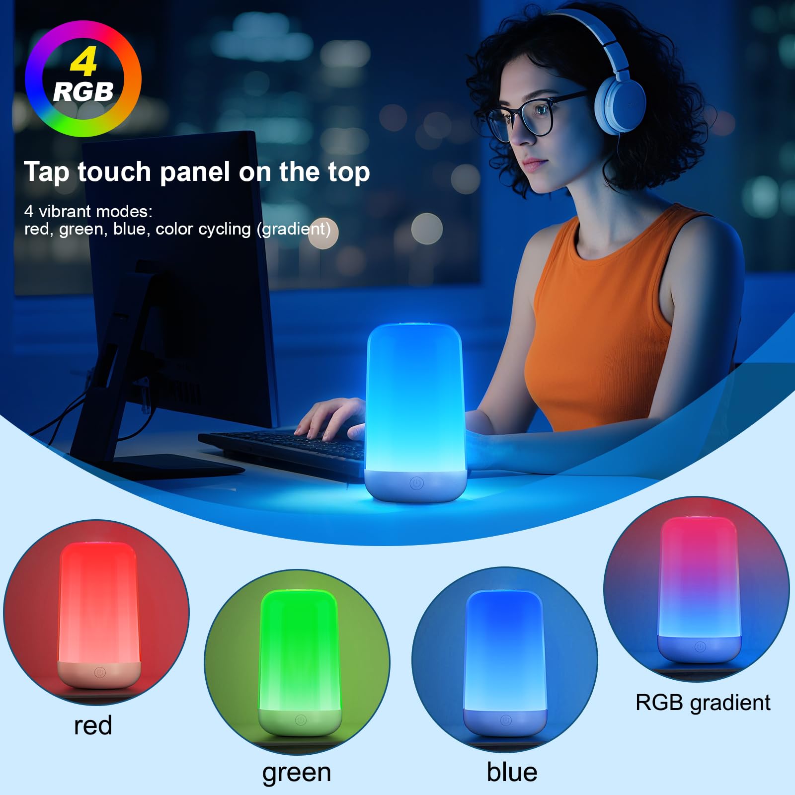 FRIDEKO HOME RGB Touch Bedside Lamp brightness control for comfortable reading