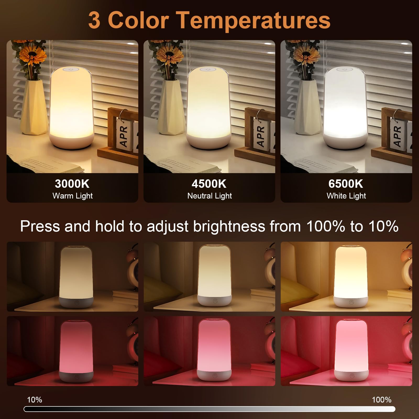 FRIDEKO HOME RGB Touch Bedside Lamp color mode for cozy mood lighting
