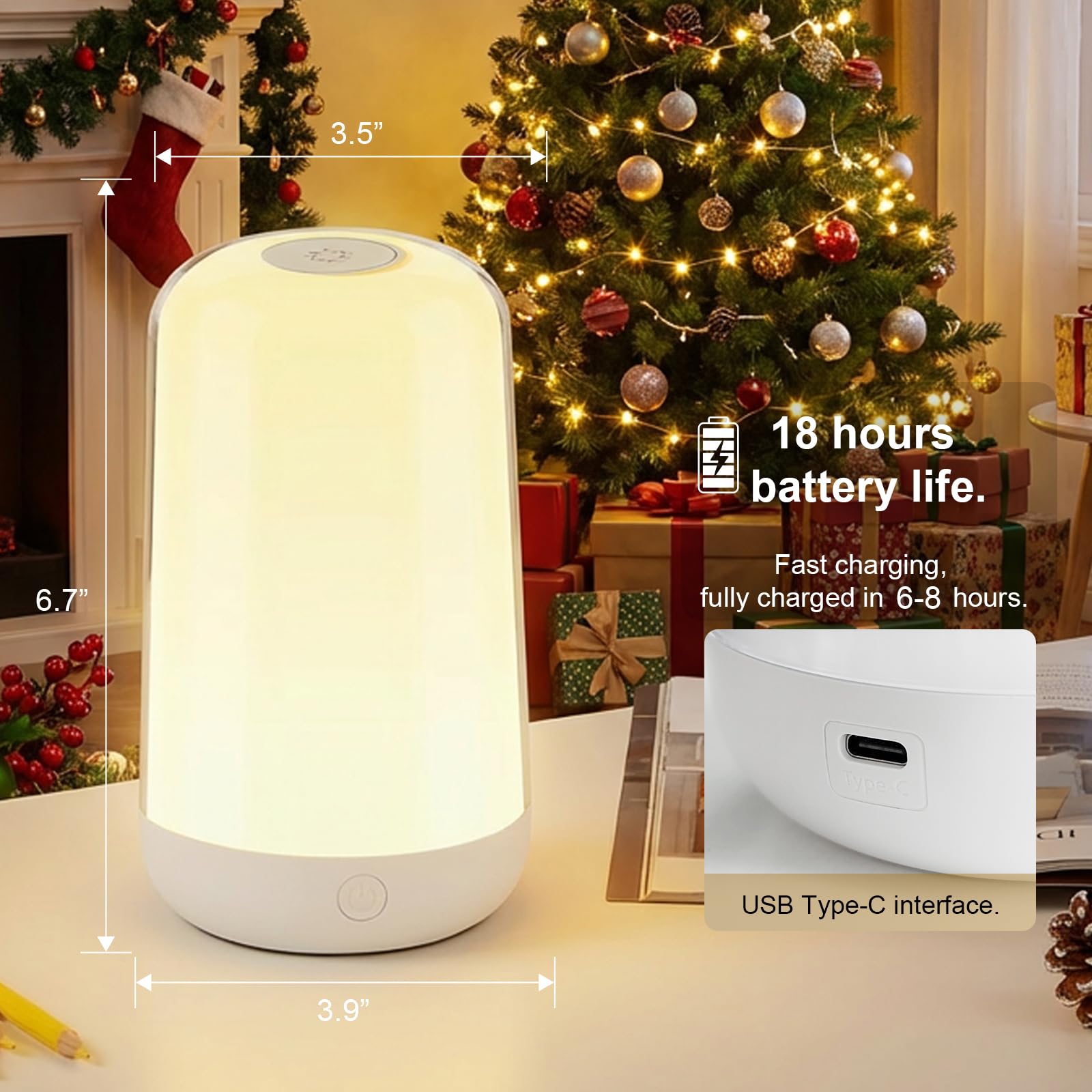 FRIDEKO HOME RGB Touch Bedside Lamp compact design fits any nightstand