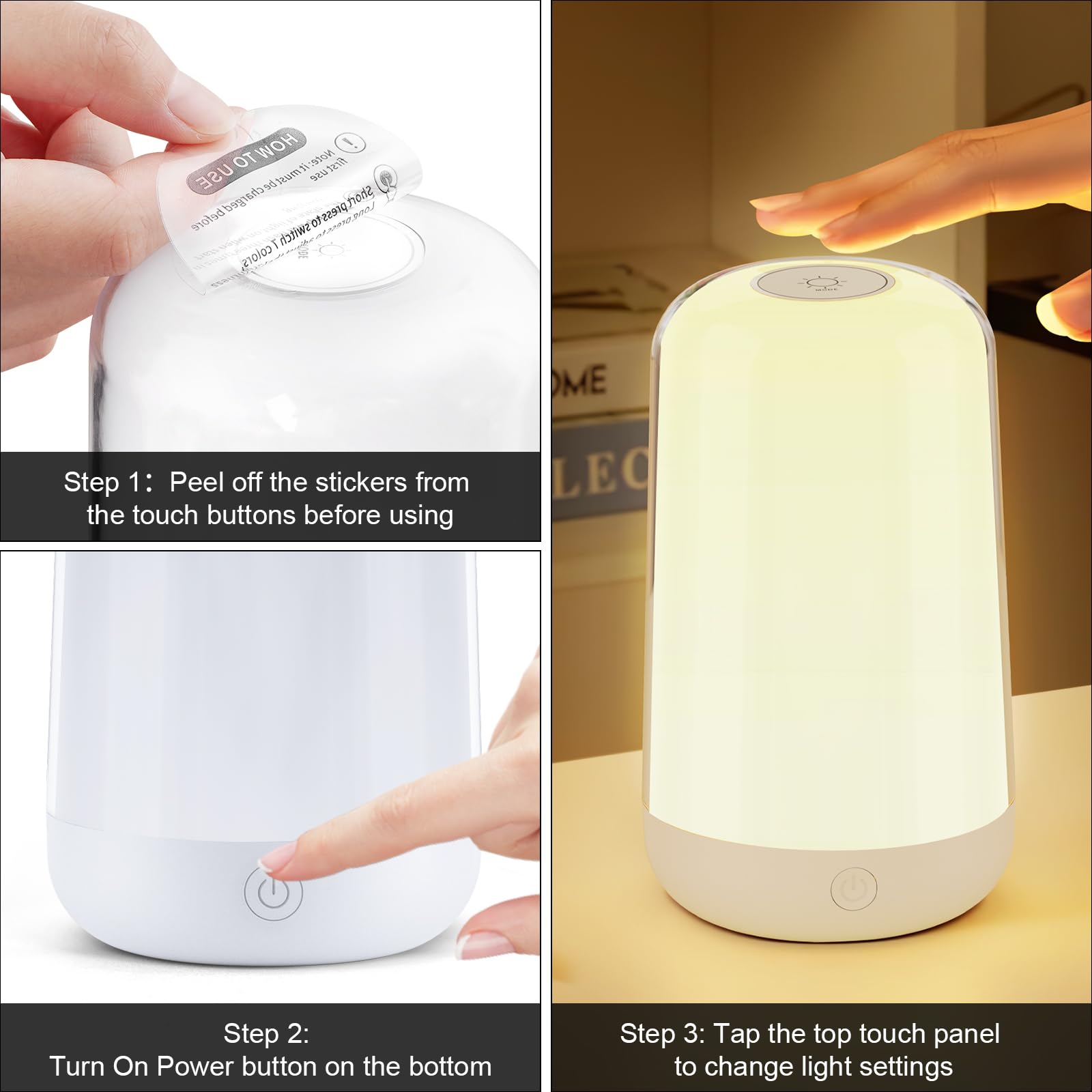 FRIDEKO HOME RGB Touch Bedside Lamp warm white glow for calm evenings