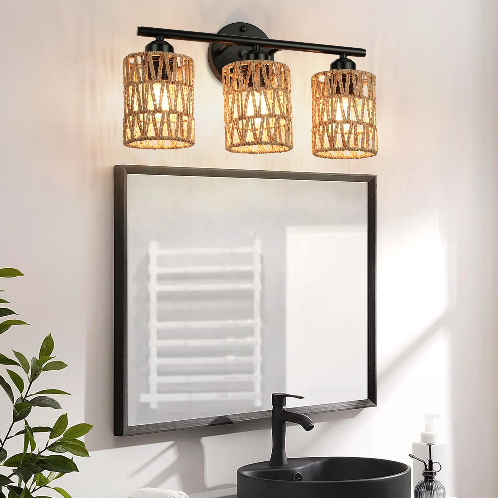 FRIDEKO HOME woven lantern shade creates decorative wall light patterns