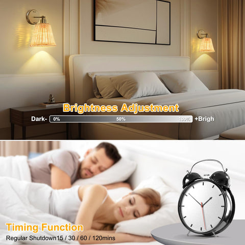 FRIDEKO rattan sconce with 3 temperature options for mood lighting.